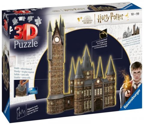 neuveden: Puzzle 3D Harry Potter: Bradavický hrad - Astronomická věž 540 dílků (noční