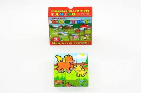 neuveden: Dřevěné kostky kubus Moje první zvířátka 9 ks