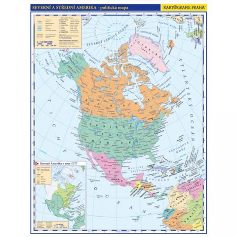 neuveden: Severní a střední Amerika - příruční politická mapa A3/1:33 mil.