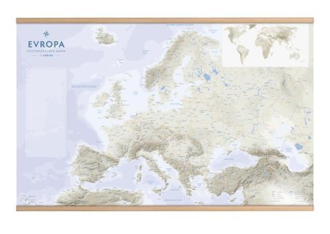 neuveden: Evropa - Cestovatelská mapa s lištami 1:6 800 000