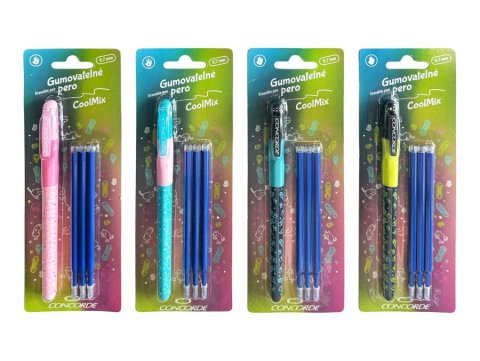 neuveden: Gumovatelné pero CONCORDE CoolMix, modrá náplň, 0,7mm, 3ks náplně