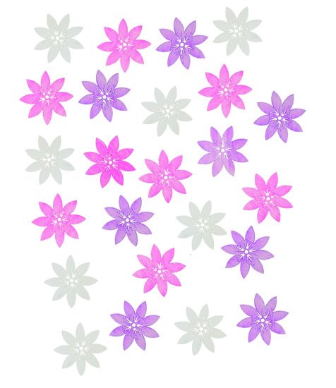 neuveden: Dřevěné květy 2cm - růžovofialový mix 24ks