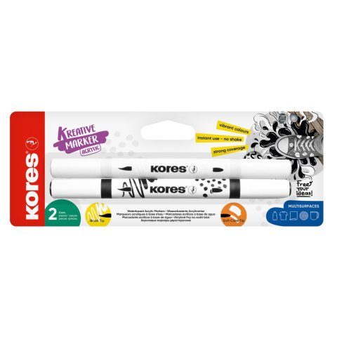neuveden: Kores akrylové popisovače, oboustranný hrot 2 v 1 - set 2 barev