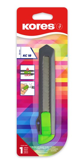 neuveden: Kores Odlamovací nůž KC 18 mm, mix 4 neonových barev 