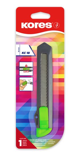 neuveden: Kores Odlamovací nůž KC 18 mm, mix 4 neonových barev neuveden: Kores Odlamovací nůž KC 18 mm, mix 4 neonových barev