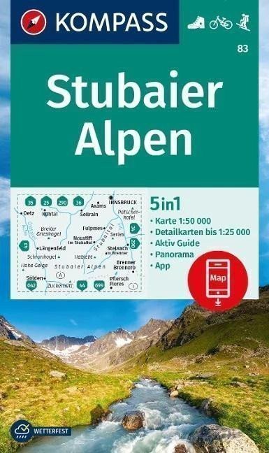 neuveden: Stubaiské Alpy 1:50 000 / turistická mapa KOMPASS 83
