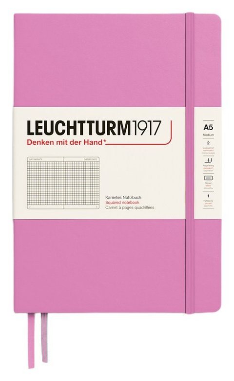 : Zápisník Leuchtturm1917 A5 tvrdé desky Bubblegum čtverečkovaný