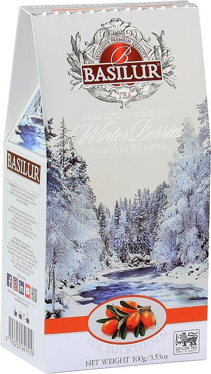 neuveden: BASILUR Winter Berries Sea Buckthorn - černý aromatizovaný čaj s kousky ovo