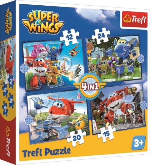 neuveden: Trefl Puzzle Super Wings - Úžasný tým 4v1 (12,15,20,24 dílků)
