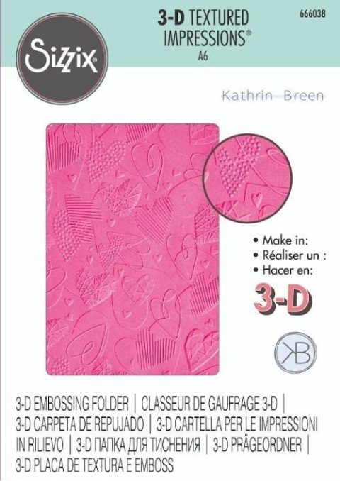 neuveden: SIZZIX Embosovací kapsa A6 - 3D srdíčka
