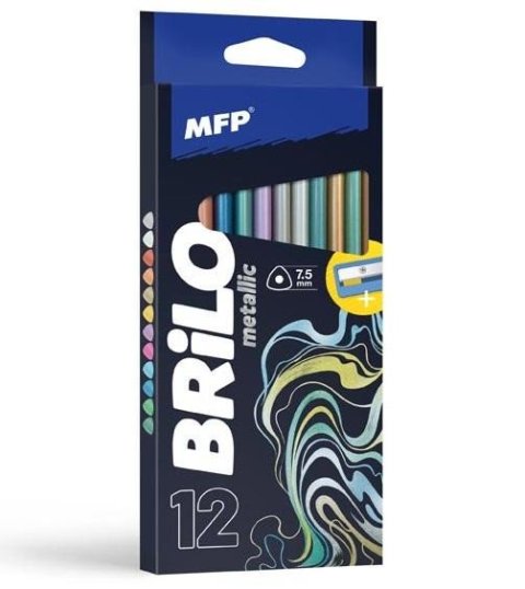neuveden: Pastelky BRILO metalické triangular s ořezávátkem - 12 ks
