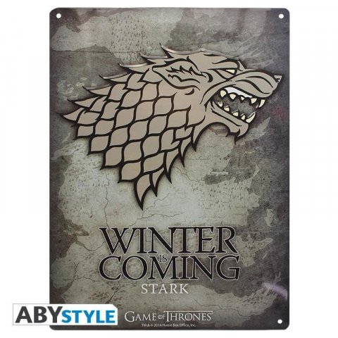 neuveden: Game of Thrones Plechová cedule: Stark 38 x 28 cm