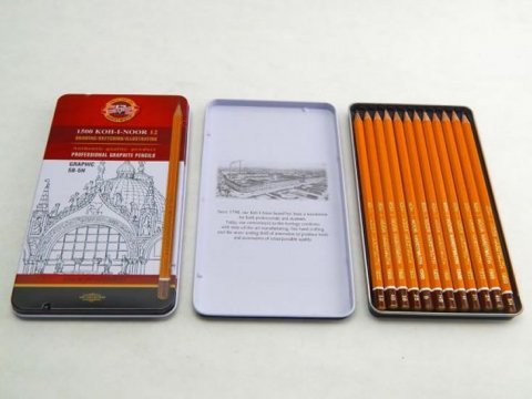 neuveden: Koh-i-noor tužka grafitová grafická 5B–5H souprava 12 ks v plechové krabičc neuveden: Koh-i-noor tužka grafitová grafická 5B–5H souprava 12 ks v plechové krabičc