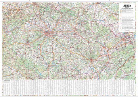 neuveden: Česko - automapa nástěnná 1:360 000 s plastovými lištami (1360x970mm)