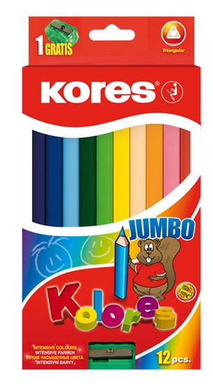 neuveden: Kores Jumbo trojhranné pastelky 5 mm s ořezávátkem 12 barev neuveden: Kores Jumbo trojhranné pastelky 5 mm s ořezávátkem 12 barev