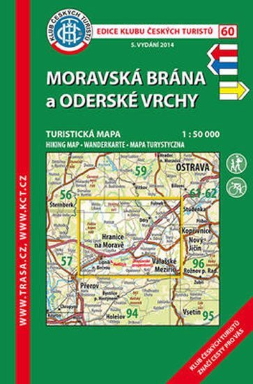 neuveden: Moravská brána,Oderské vrchy /KČT 60 1:50T Turistická mapa