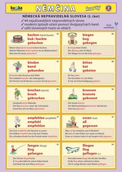 kolektiv autorů: Němčina karty 2 - nepravidelná slovesa