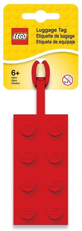 neuveden: LEGO® visačka na batoh - kostka červená 2 x 4