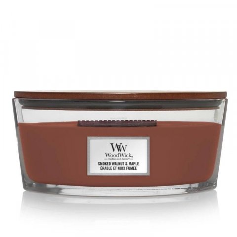 neuveden: WoodWick Smoked Walnut & Maple svíčka loď 453,6g