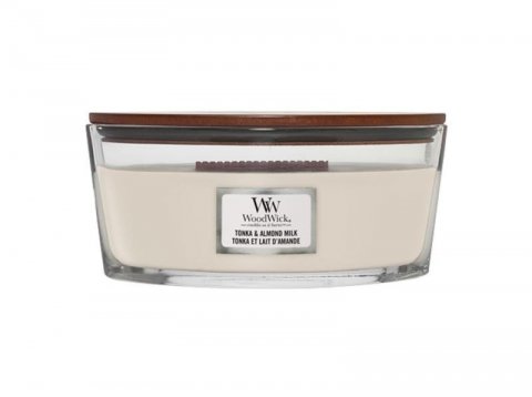 neuveden: WoodWick Tonka & Almond Milk svíčka loď 453,6g