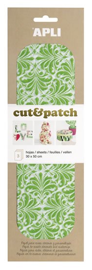 neuveden: APLI CutPatch papír 30 x 50 cm - Zeleno-bílý motiv 3 ks