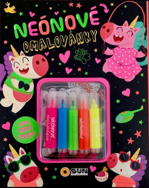 neuveden: Neonové omalovánky se třpytivými samolepkami a fixami