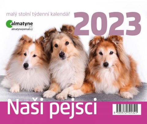 neuveden: Kalendář 2023 Naši pejsci, stolní, týdenní, 148 x 125 mm neuveden: Kalendář 2023 Naši pejsci, stolní, týdenní, 148 x 125 mm