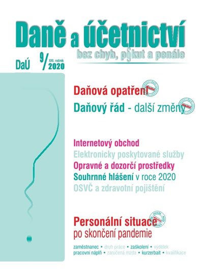 Benda Václav: DaÚ 9/2020 - Daňová opatření a úlevy přijaté v souvislosti s koronavirem