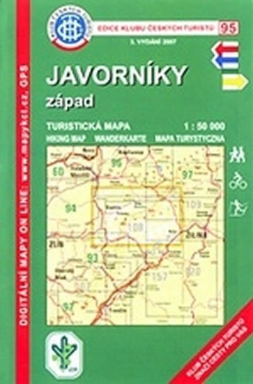 neuveden: Javorníky západ 1:50 0000/KČT 95 Turistická mapa