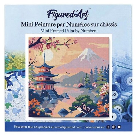 : Mini malování podle čísel - Pagoda Pod Fuji 25x25cm na rámu