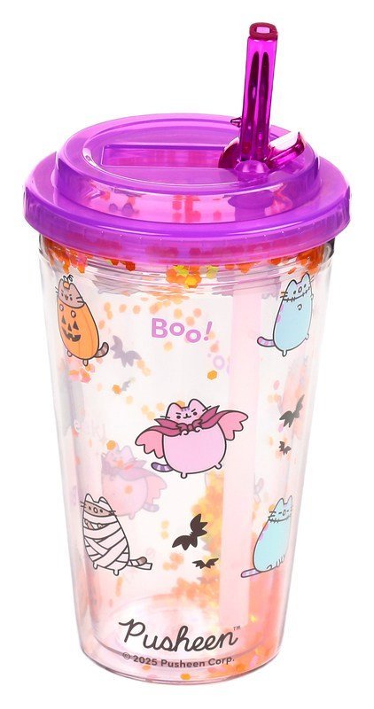 : Kelímek - brčko víčko Kočka Pusheen Halloween