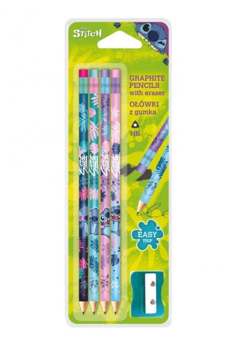 neuveden: Colorino sada tužek Stitch HB s barevnou pryží, blistr 4 ks
