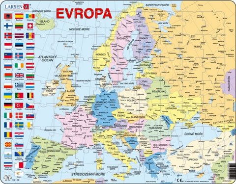 neuveden: Puzzle MAXI - Mapa Evropy (na šířku)/70dílků