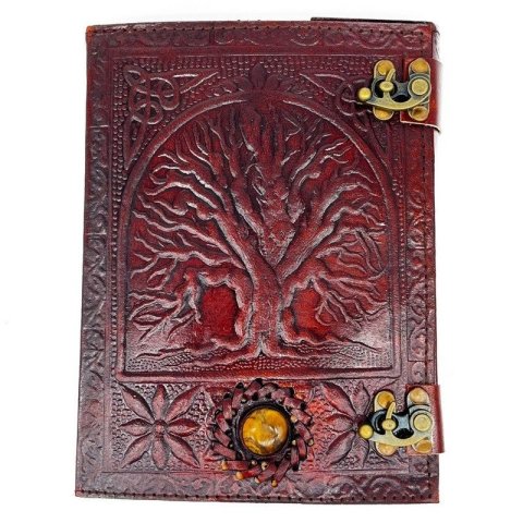 -: Kožený deník velký B 20x15cm, ruční papír