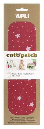 neuveden: APLI CutPatch papír 30 x 50 cm - Hvězdy na červeném 3 ks