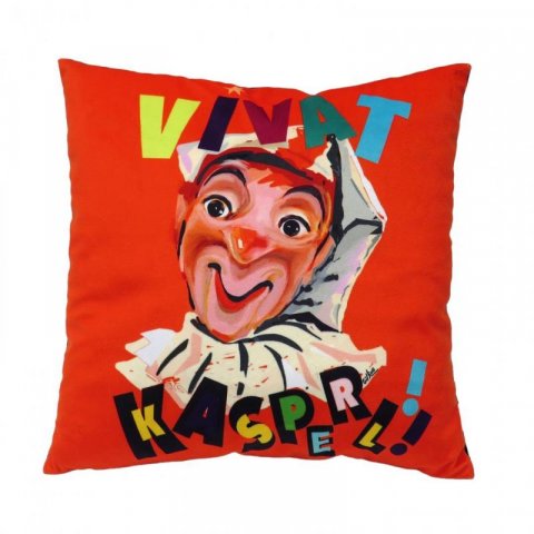neuveden: Kasperl & Pezi: Polštář 30x30 cm - Vivat Kasperl / červený neuveden: Kasperl & Pezi: Polštář 30x30 cm - Vivat Kasperl / červený
