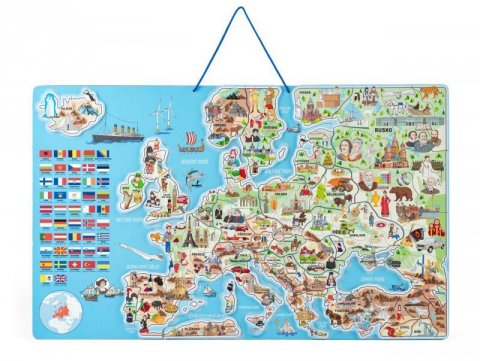 neuveden: Woody Magnetická mapa EVROPY, společenská hra  3 v 1, v českém jazyce