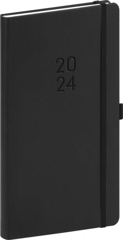 neuveden: Diář 2024: Nox - černýčerný, kapesní, 9 × 15,5 cm