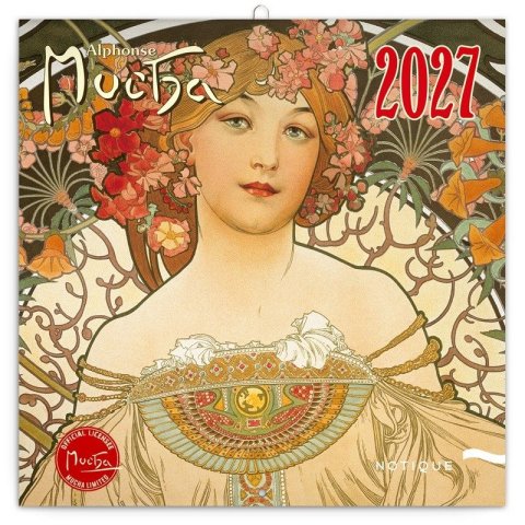 -: Kalendář 2027 poznámkový: Alfons Mucha, 30 x 30 cm