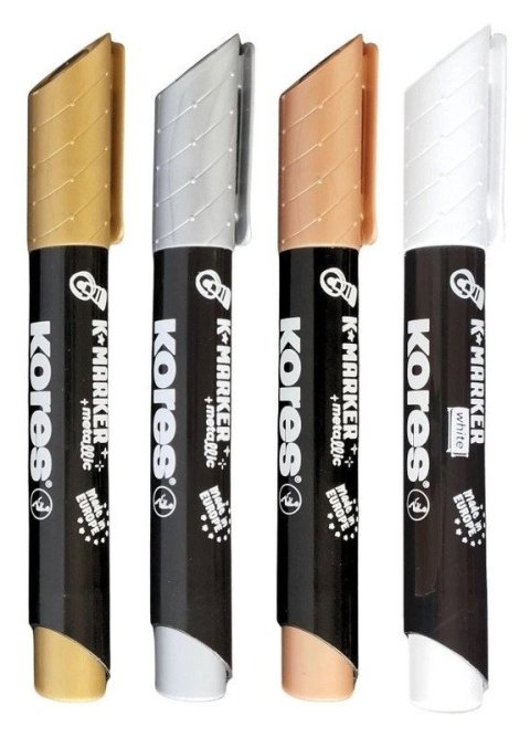 : Kores kreativní popisovač K-Marker Creative set 4 ks, 3 metalické barvy + 1