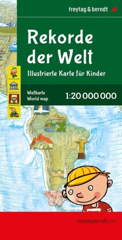 neuveden: Mapa světa pro děti (Světové rekordy) 1:20 000 000 / nástěnná mapa vyztužen
