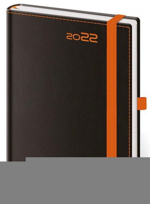 neuveden: Diář 2022 Black - Orange týdenní B6 s poutkem na propisku