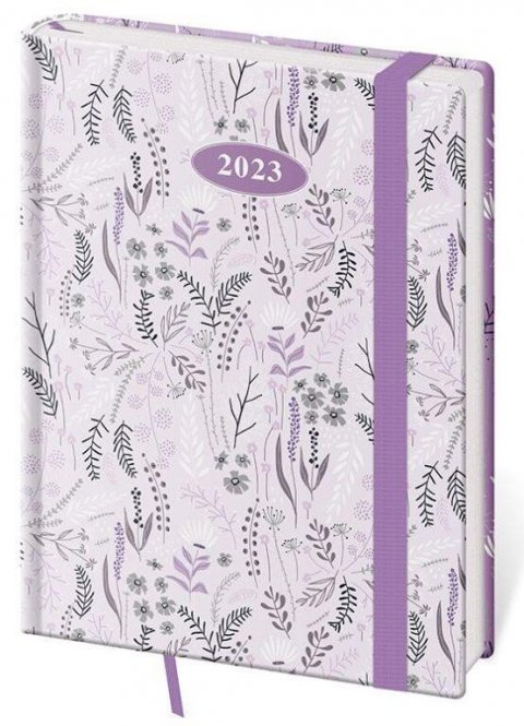 neuveden: Diář 2023 Vario - Lavender, denní B6 s gumičkou