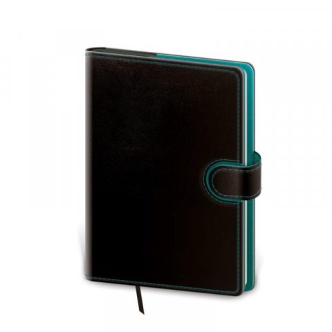 neuveden: Zápisník Flip černo/petrolejová 13 tečkovaný L