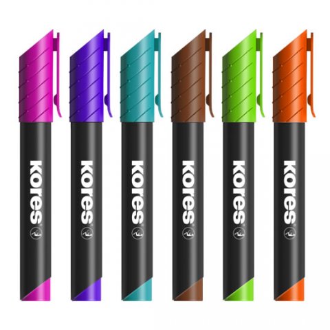 neuveden: Kores K-MARKER Permanentní popisovač, kulatý hrot 3 mm, mix 6 barev neuveden: Kores K-MARKER Permanentní popisovač, kulatý hrot 3 mm, mix 6 barev