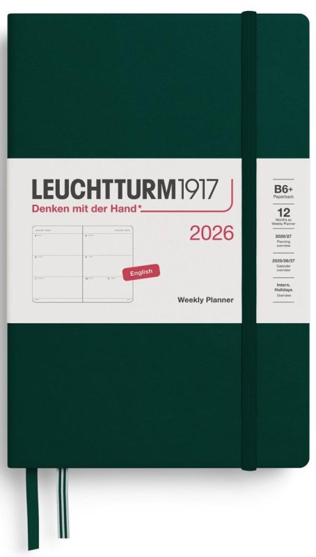 neuveden: Weekly Planner 2026 Paperback (B6+) Forest Green