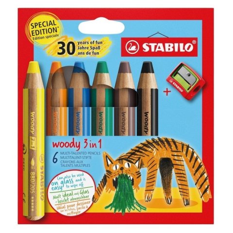 neuveden: STABILO woody 3 in 1 - sada 6 ks s ořezávátkem