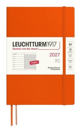 -: Týdenní plánovač & Zápisník Pumpkin, Medium A5 2027, Softcover, anglicky