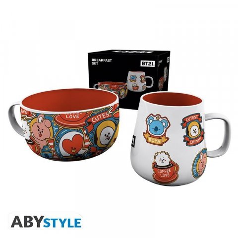 neuveden: BT21 Snídaňový set - Icons (hrnek + miska)