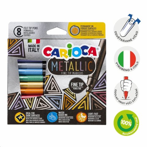 neuveden: Carioca fixy Metallic, tenký hrot - 8 ks